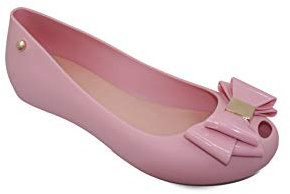 IVACHY Womens Jelly Ballet Shoes, Bow Details Slip-On Flats, Comfy Ladies Casual Wear Every-Day Closed Toe Ballerina Pumps Pink