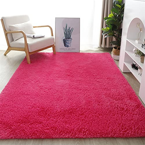 Lifup Tappeto Peloso Morbida Soffici Antiscivolo Tappetino a Pelo Lungo Rettangolo per Soggiorno Camera da Letto fucsia 60 x 120 cm