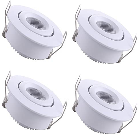 Yodave 4 piezas de focos empotrables pequeños Mini Spot 1 W Kit de techo redondo Ángulo de haz ajustable con transformador