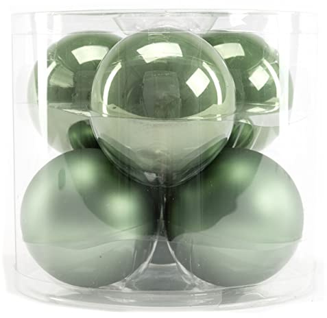 TrendLine Weihnachtskugeln aus Glas Ø80mm 6Stk salbeigrün Christbaumkugeln Xmas