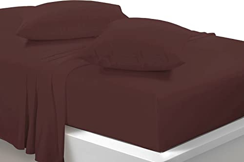 Extra Deep 40cm Fitted Sheets Easy Care Polycotton Cotton Rich Deep Fitted Bed Sheets (Chocolate, Super King)