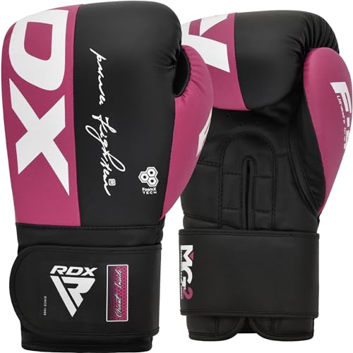 RDX Guantes de Boxeo Maya Hide Cuero Entrenamiento Guantes de Muay Thai, Sparring, Kickboxing, Artes Marciales, Saco Manoplas de Boxeo, MMA, Gimnasia Entrenamientos Hombres Mujeres 8 10 12 14 16 OZ