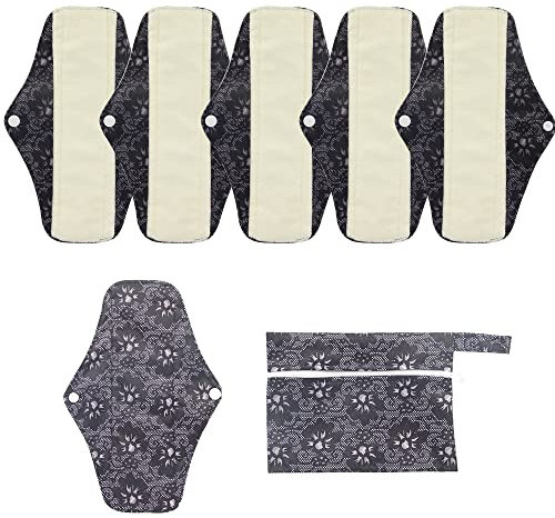 Wiederverwendbare Damenbinden aus Bambusbinden-Damenbinden aus Stoff|Leichte Inkontinenzeinlagen|Wiederverwendbare Menstruationsbinden–6 Stücke Slipeinlagen Waschbar,1 Mini Tasche Wiederverwendbare