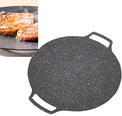Plancha coreana, plancha redonda de hierro fundido, parrilla antiadherente, sartén de hierro fundido, sartén redonda para el hogar y exterior (tipo de gas 33 cm)