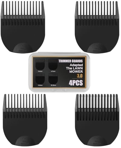 4 Professional Trimmer Guards Cutting Guides for Manscaped The Lawn Mower 3.0, Lengths from 1/8 to 1/2, Replacement Guards Combs Attachment Fit for Manscaped Lawnmower 3.0 with Organizer