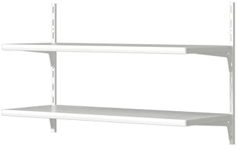 SPACEO - Regalsystem H.50 x B.80 x T.30 cm - 2 x Wandschiene 50 cm - 4 x Regalträger - 2 x Regalboden 80 cm - Max.60 kg - Wandregal