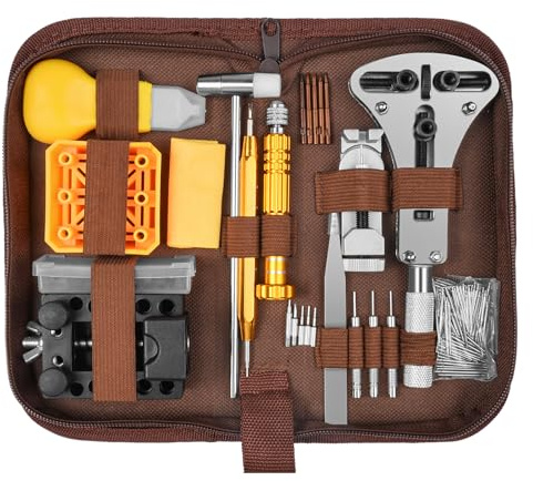 OFFCUP Watch Repair Tool Set, 149pezzi Professional Watch Repair Kit, Spring Bar Tool Set,Battery Replacement Kit with Storage Bag for Back Removal, Band Adjustment with Caser Opener Pins