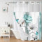 YULUOSHA Duschvorhang-Set mit integriertem Haken-System – Doppellagig mit lichtdurchlässigem Mesh-Oberteil & dekorativem Daisy-Blumenmuster – Wasserdicht, maschinenwaschbar