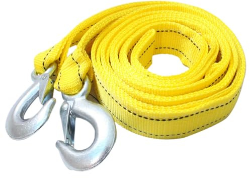 Corde de remorquage Robuste – Sangles de remorquage Jaunes avec Crochets en Acier, Sangle de remorquage Haute résistance pour pannes de Voiture, Autres véhicules jusqu'à 5 tonnes, 3 m/5 m