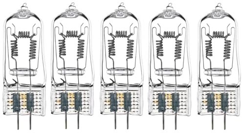 BOLLUMA Ampoules Halogènes 650W 240V 3400K BVM 64540 Ampoule Halogène au Tungstène, Capsule Transparente 2 Broches Blanc Chaud sans Scintillement, Idéales pour la Photographie, 5 Paque