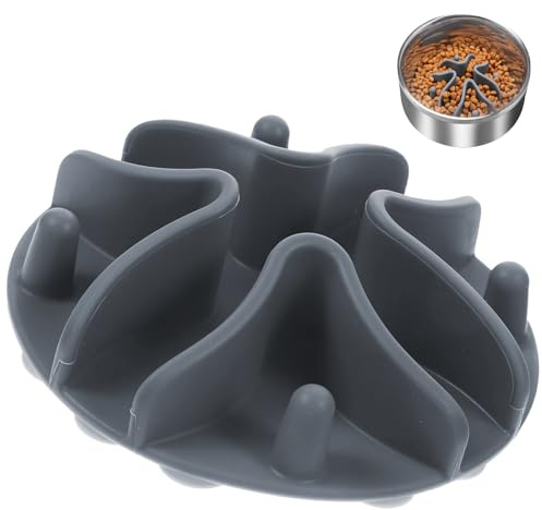 UOCAI Anti Schling Napf Katze, Antischlingnapf Hunde, 10x10x3cm Anti Schling Napf Hund, Antischlingnapf Katze für Verwöhnung der Haustiere, Verdauung, Erstickungsschutz （Grau）