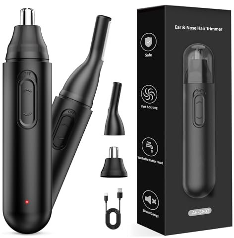 corta pelos nariz y orejas hombre profesional electrica - cortapelos nariz y oreja, Sin Dolor Quita Pelos, Cuchilla Hipoalergénica de Doble Filo, Recargable por USB Inalámbrico, Negro