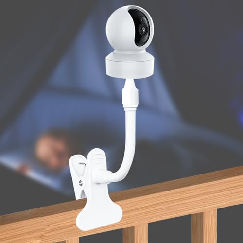 Soporte Cámara Vigilancia Bebé Universal, Soporte Vigilabebés Flexible sin Perforación Brazo Largo Ajustable Compatible con Cámaras de Rosca 1/4 Montaje Seguro en Cuna para Monitor de Bebé