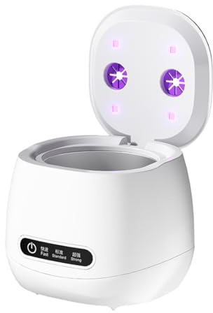MEIION Cleon - Pulitore ad Ultrasuoni 45000Hz con 3 modalità per Mascherine Dentarie, Vasca in Acciaio Inossidabile, Pulizia Rapida in 5 Minuti