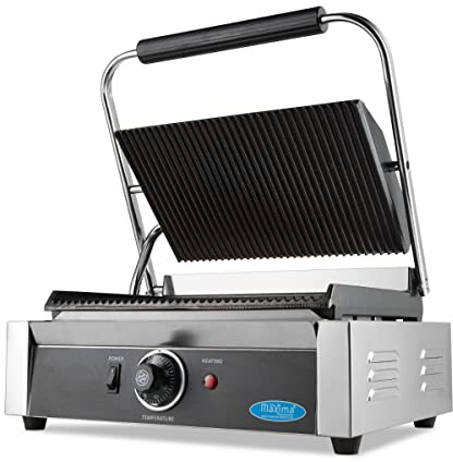 Maxima Parrilla de contacto Gastro – Ranurado – Placa de parrilla individual – 33,5 cm