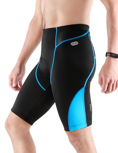 INBIKE Cuissard Cycliste Homme Velo VTT Cuissard sans Bretelle Cyclisme Short avec 3D Rembourrage Séchage Rapide Respirant Confort (Bleu, M)