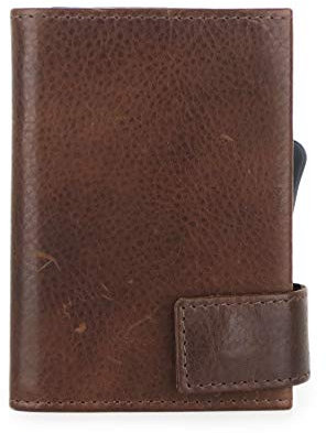 SecWal Kartenetui mit Münzfach Druckknopf (Braun Bull)