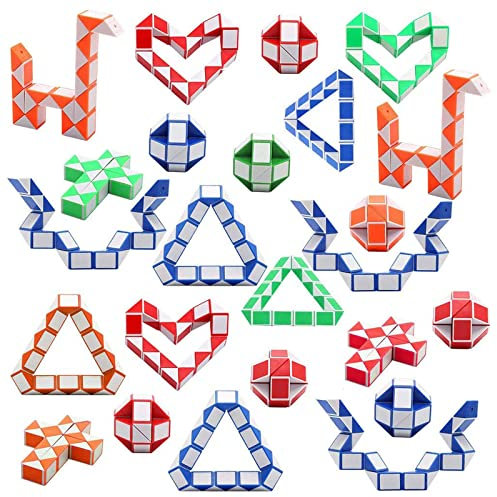 wohot Viccess 24 Pack Magic Snake Cube Mini Snake Speed Cube Toy 24 Wedges Twist Puzzle Toys Educational Toy for Kids, for Girls and Boys,Party Favours Party Bag Fillers(Random Color),23X1.3X1CM