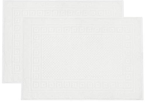 ZOLLNER 2er Set Badematte, Badteppich mit Waffelmuster ca. 50x70 cm, weiß