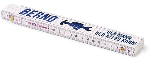 LOOXIS Personalisierter Zollstock mit Namen, Text & Motiv Bedruckt – 2 Meter, Buchenholz, Winkelskala – Geschenkidee Männer, Vatertag, Weihnachten, Heimwerker, Baustelle – Der Mann, der Alles kann