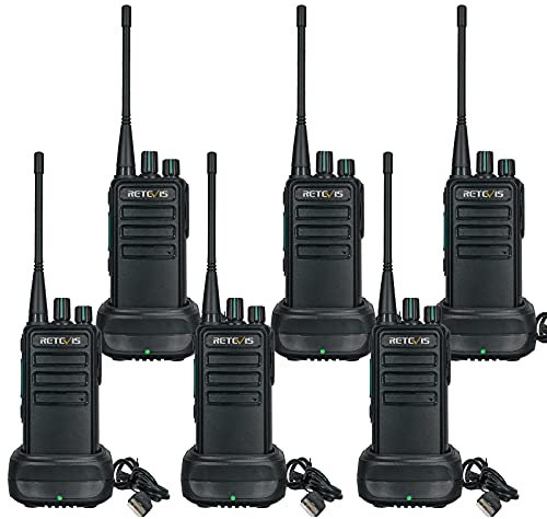 Retevis RB629 Funkgerät, PMR446 Lizenzfreies Robust Funkgerät mit Drahtloser Klonfunktion, Notfallalarm, VOX, 16 Kanäle, Tragbares Walkie Talkies Professional für Lager, Sicherheit (6 Stück, Schwarz)