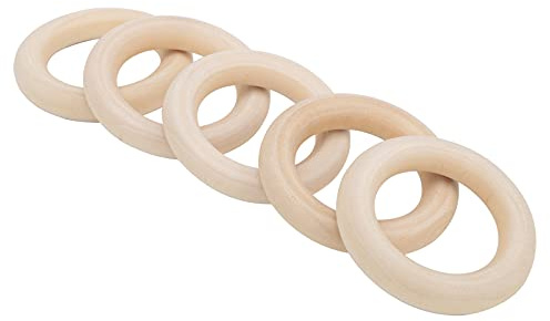 Anneaux En Bois Lavables, Réutilisables, Sûrs Non Toxiques Bois Pendentif Connecteurs, En Bois Cercle en Bois Infantile, Anneau De Dentition Pour Bébé Sans Danger Pour Les Dents Des Enfants (60 Mm)