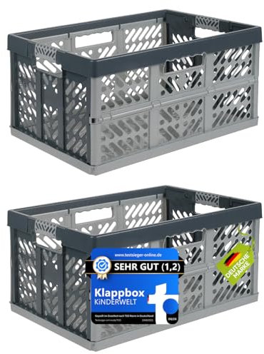 KiNDERWELT 2er Set Klappbox 45 L silber/ grau 45 L Faltbox bis 50 kg