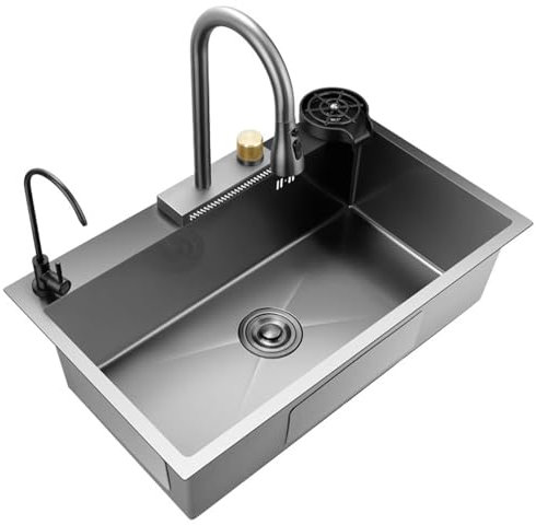 Lavandino cucina lavello professionale in acciaio inox lavello in acciaio inox 304 lavello da cucina sottopiano Lavello da incasso con rubinetteria calda e fredda Adatto per cucine, bar, ristoranti (