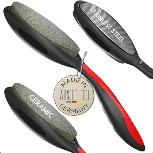 Wonder Pedi Doppelseitig - Metall - Keramik Fußfeile - Füße Hornhaut Entferner Made in Germany - Feet Scrubber Dead Skin - Fersenschaber für rissige Fersen Reparatur - Profi Fußraspel