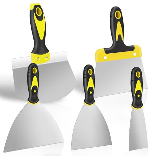 AOZBZ 5 Pcs 2-8 Wallpaper Scraper, Flexible Wallpaper Steamer, Stainless Steel Scraper Tool Kit for Removing Wallpaper Paint, Filling Putty, Repairing Drywall, Plaster, DIY Projects