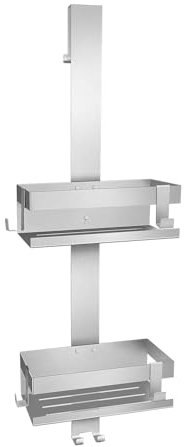 Leermine Mensola Doccia da Appendere Doppio Strato, Porta Shampoo Doccia da Appendere, Portaoggetti Doccia Sospeso con 4 Gancio, Acciaio Inox Mensole per Doccia Vetro, Accessori Doccia Organizer