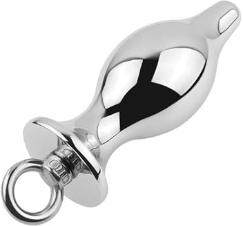 butt plug con anillos colgantes cabeza redonda metal plug anal en 3 tamaños para mujeres sexo pequeño buttpluck SM juguetes sexuales para hombres, parejas (S)