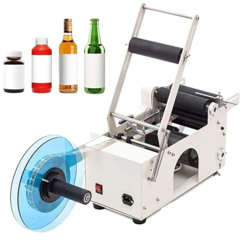 Halvautomatisk etiketteringsmaskin för rund flaska, 20-40 st/min flasketikettapplikator Flasketikett för 12-90 mm diameter