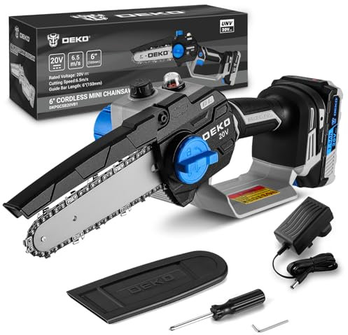 Mini Motosierra Bateria: 15cm Motosierra eléctrica inalámbrica sin escobillas de, Motosierra con Batería, pequeña sierra de cadena de mano para cortar madera y podar árboles