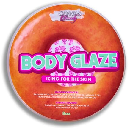 Canvas Beauty Body Glaze, Glazed Donut – Warm, Indulgent + Gourmand, Moisturizing Non-Greasy Body Butter for Women With Beeswax, Jojoba Oil, and Rice Bran for Soft and Glossy Skin