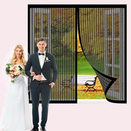 Zanzariera Magnetica per Porte 72 x 197 cm con Magneti Anti Zanzare Insetti Zanzariera Magnetica per Porte Finestra per Legno, Ferro, in Alluminio, Nero