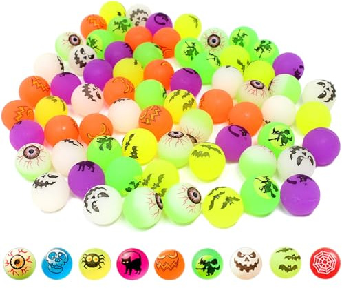 Lot de 20 balles rebondissantes lumineuses pour Halloween, cadeaux d'Halloween, fête d'enfants, balle en caoutchouc rebondissante, boules oculaires, citrouille, monstre, balle rebondissante lumineuse