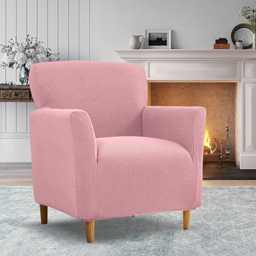 MeYuxg Sessel Bezug Stretch, 1-Sitzer Sofa Jacquard Stretchhusse，Universell gestrickt sesselhusse，Flecken, Verschleiß Chair Cover für Wohnzimmer, Büro (Rosa)