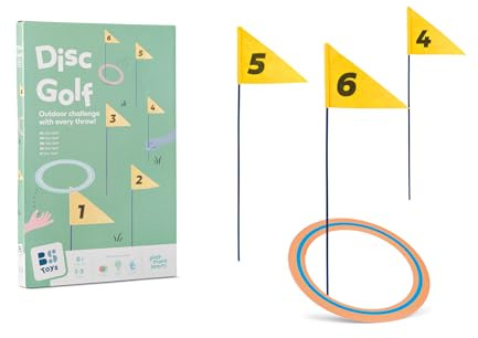BS Toys - Outdoor Disc Golf Game - 6 Flags and 3 Discs Ø25 cm - 1-3 Players 6+