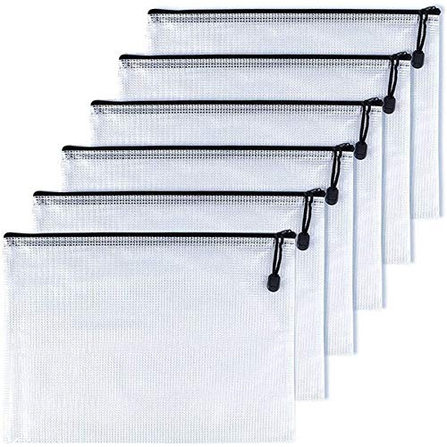 6pcs Chemise Paquet Portefeuille Pochette en PVC Zip Document Dossier/PVC School Office Magazine Document File Zippy Closure Folder Holder Bag-Noir-B4