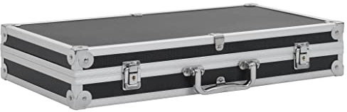 vidaXL Waffenkoffer mit 2 Schlüsseln Gewehrkoffer Pistolenkoffer Jagdkoffer Universalkoffer Alukoffer Aluminium Alu ABS Schwarz 47x26x8,3 cm