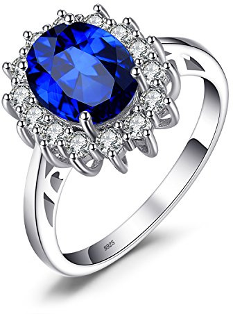 JewelryPalace Prinsessan Diana Kate Middleton Ädelsten Smaragd Safir Ringar, Förlovningsring Vigselringar Förlovningsring Silver 925 Damer, Silverringar Damring Förslagsring Ringar, Damsmycken