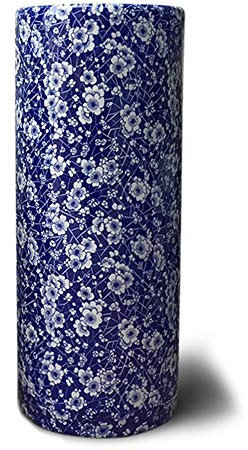 Blue And White Floral Porcelain Umbrella Stand Vase, Ceramic Umbrella Holder Rack For Canes/Walking Sticks, Home Office Entryway Decor (Size : L-Ø19×H44.5cm)