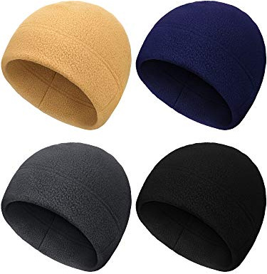 SATINIOR 4 Pcs Skull Caps Fleece, M, Black, Khaki, Navy Blue, Grey