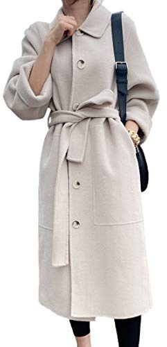 Grneric Nuovo cappotto di lana pura doppio-lati di lana per le donne (beige, Dimensione media)