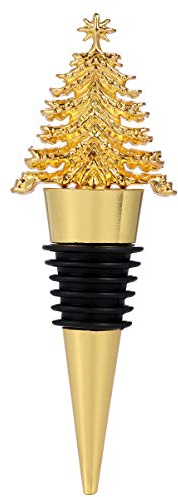 DOITOOL Christmas Wine Bottle Stoppers - Gold Reusable Bottle Saver Sealer for Christmas Giftss, Christmas Decorative Champagnee Bottle Stopper for Wine Champagness Proseccoss Beer Spirits
