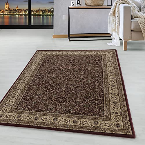 HomebyHome Vintage Orientalischer Teppich 240 x 340 cm - Kurzflor Rot für Wohnzimmer, Esszimmer, Flur und Schlafzimmer - Groß mit Oeko-TEX - Carpet Living Room