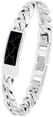 s.Oliver Armband Edelstahl Herren Armschmuck, mit Schmuckstein synth., 19+1,5+1,5 cm, Silber, Kommt in Schmuck Geschenk Box, 2034936
