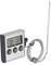 Digitales Grill-Thermometer, Fleischthermometer, Digitales Bratenthermometer mit Edelstahlsonde, Timer-Modus und LCD-Display zum Kochen von Grillgerichten, Fleisch, Ofen, Braten, Grill, 0–250 °C