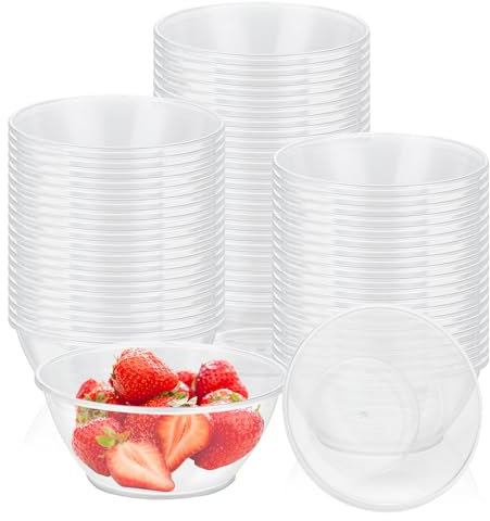 MIVIDE 100Stk Transparente Dessertschalen, 180ml Transparente Plastiksalatschüssel, Wiederverwendbare Servierschüssel für Mousse, Pudding, Dessert, Party